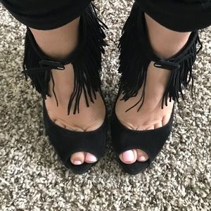 Christian Louboutin Black Fringe heels!